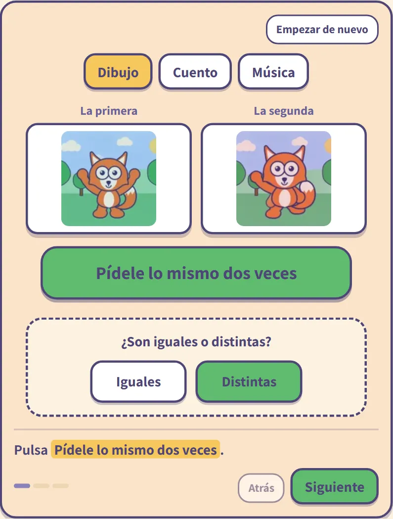 Práctica del capítulo 4: se pide el mismo encargo dos veces, con los dos resultados lado a lado