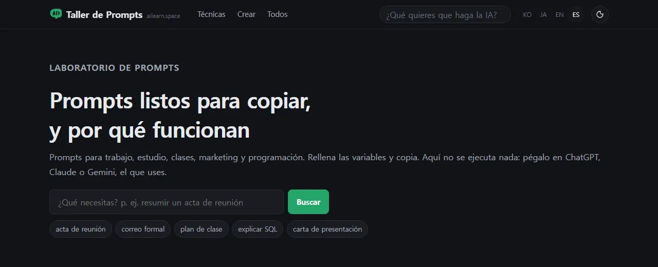 Taller de Prompts: prompts para copiar y usar